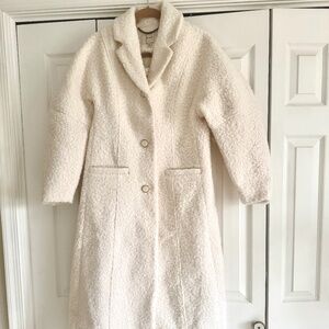 Maeve - By Anthropologie - NWT - XXS - Tailored, Cream, Full Length, Boucle Coat
